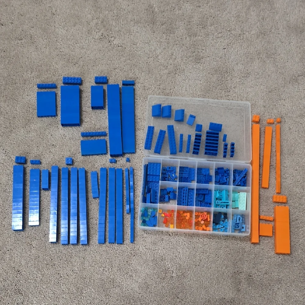 LEGO Bundle of Blue and Orange Building Blocks Set with Container